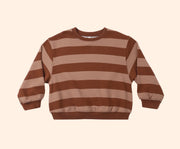 Rylee + Cru Oversized Sweatshirt - Brick + Clay Stripe | HONEYPIEKIDS