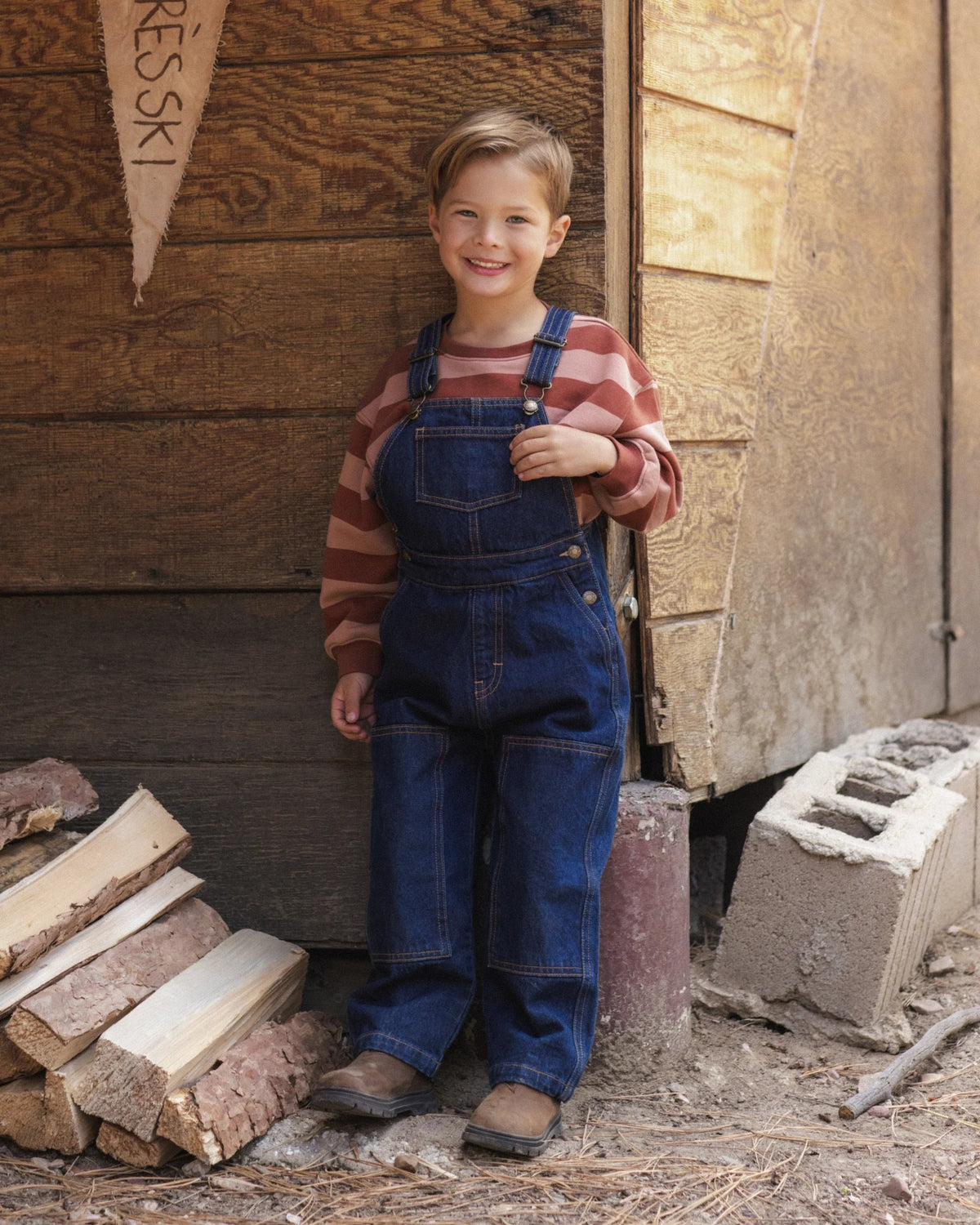 Rylee + Cru Oversized Sweatshirt - Brick + Clay Stripe | HONEYPIEKIDS