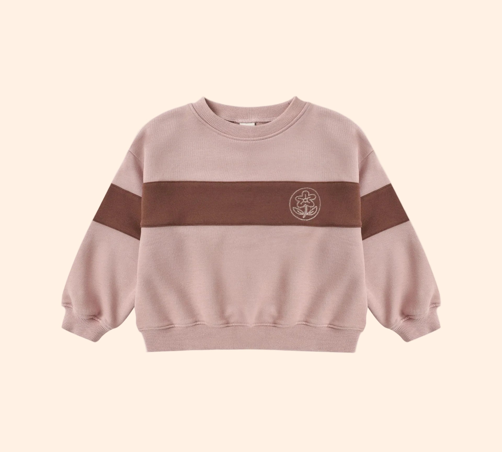Rylee + Cru Panel Stripe Sweatshirt Rosewood | HONEYPIEKIDS