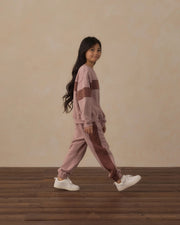 Rylee + Cru Paneled Sweatpant - Rosewood | HONEYPIEKIDS