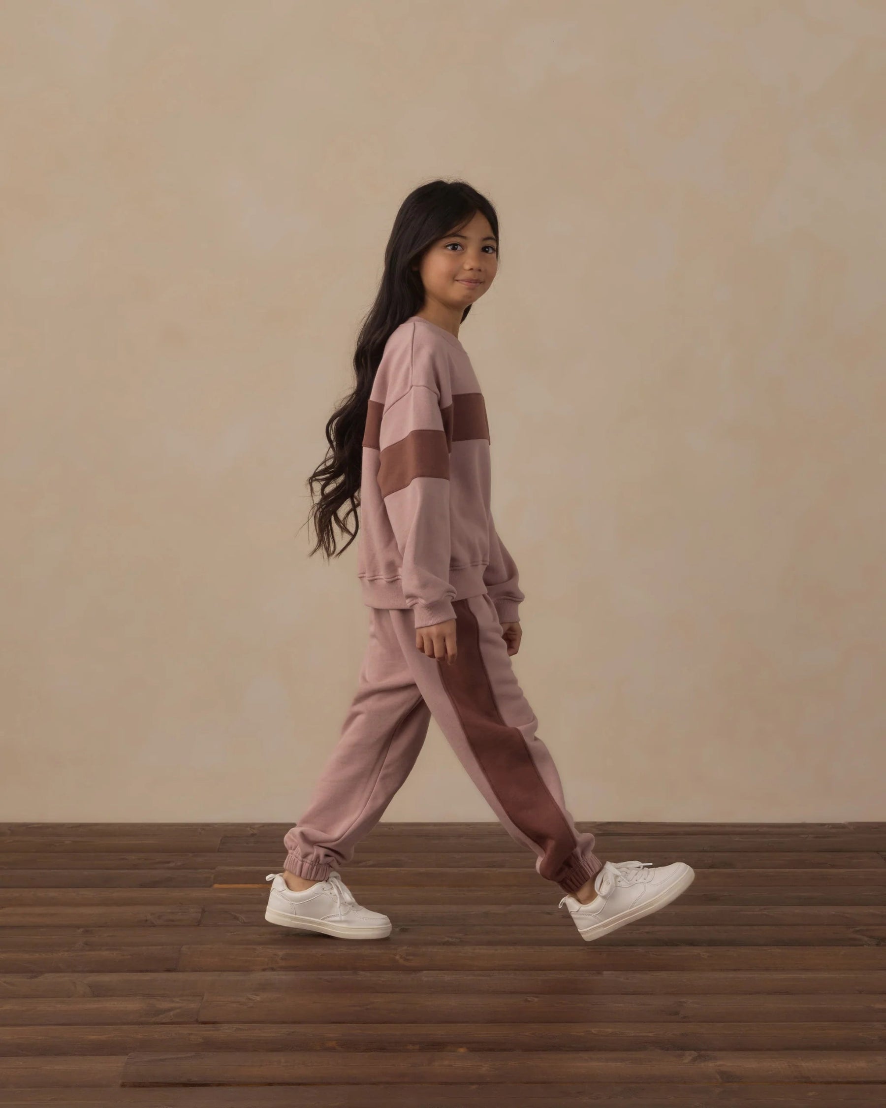 Rylee + Cru Paneled Sweatpant - Rosewood | HONEYPIEKIDS