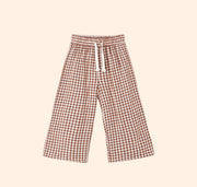 Rylee + Cru Wide Leg Pant - Brick Check | HONEYPIEKIDS