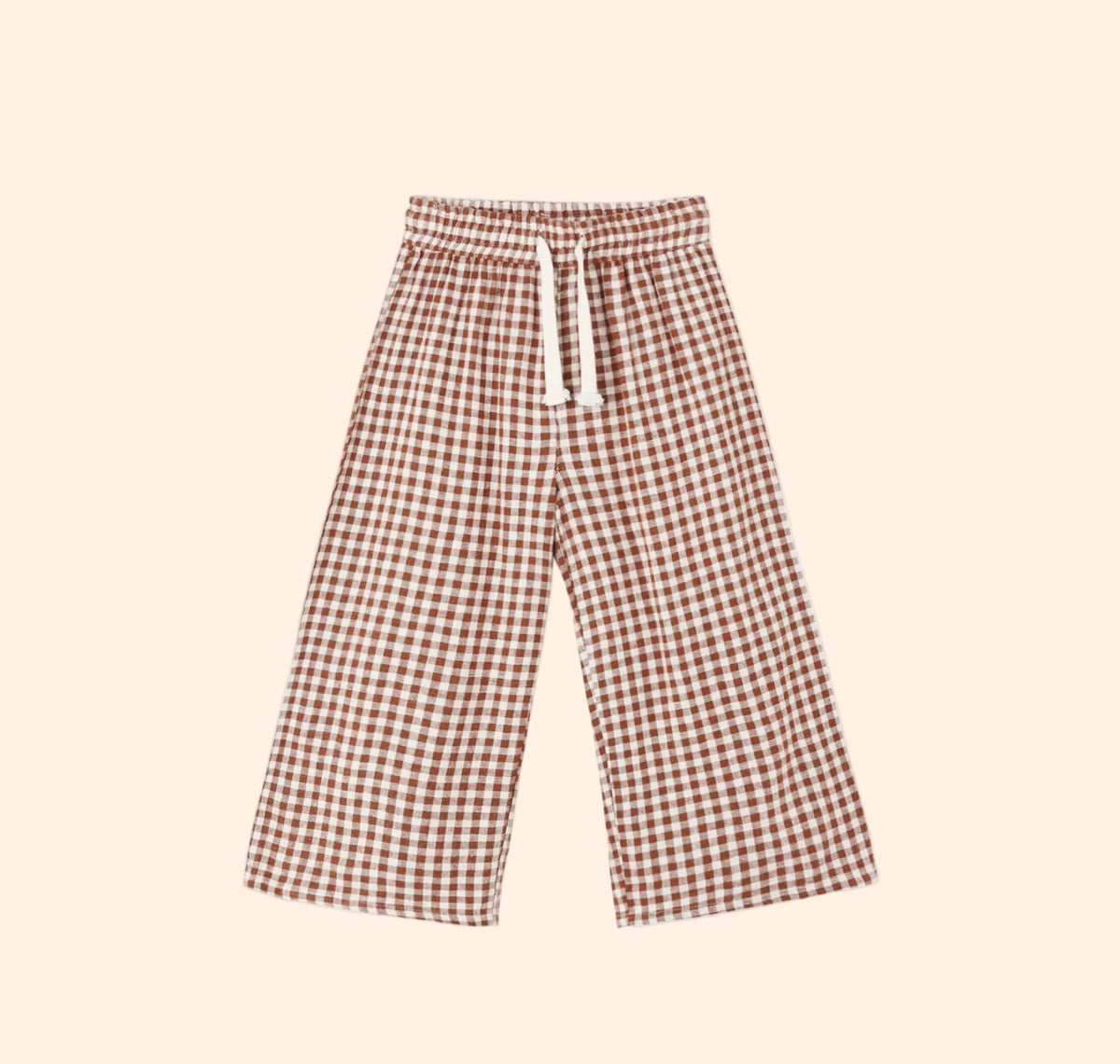 Rylee + Cru Wide Leg Pant - Brick Check | HONEYPIEKIDS