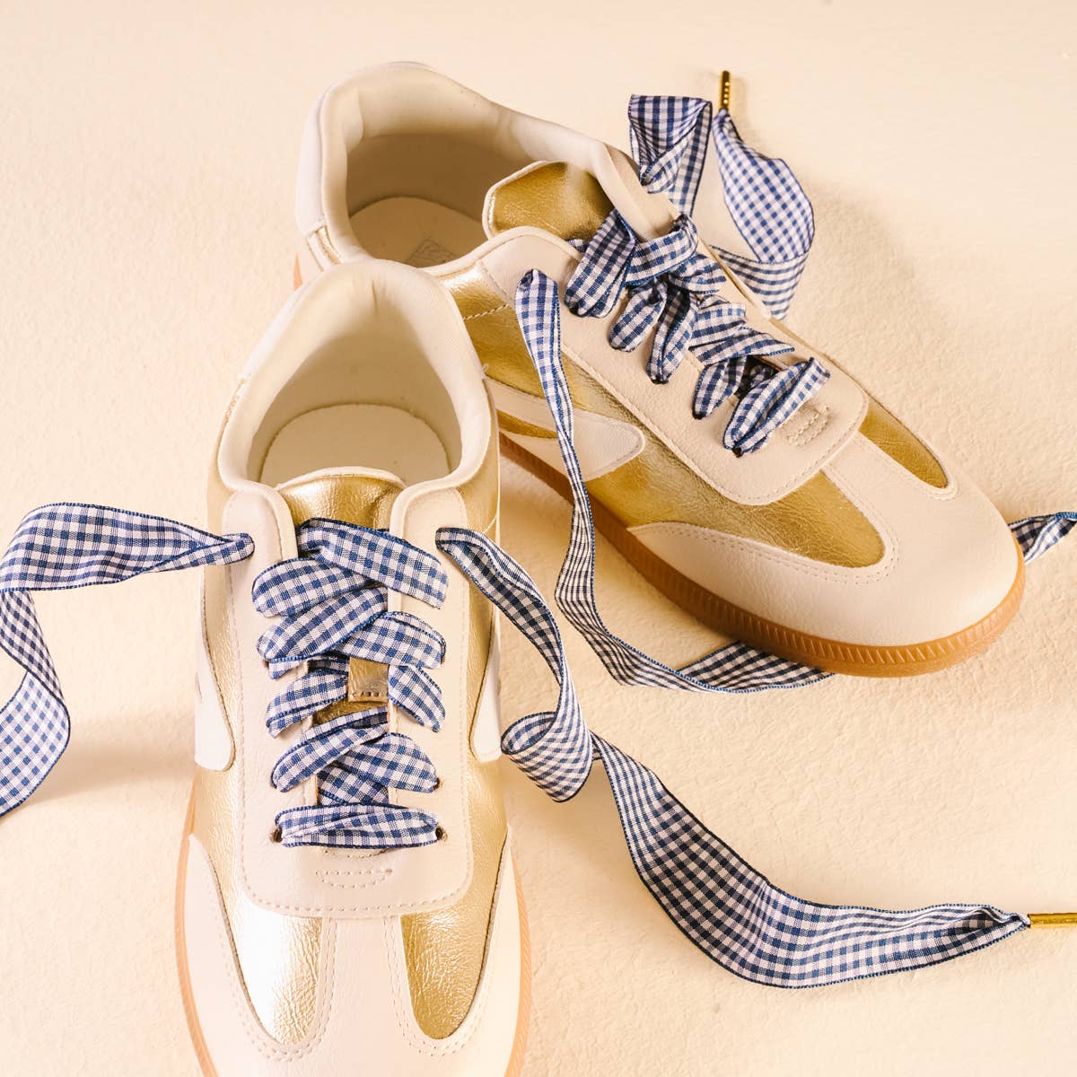 Step It Up Sneaker Laces – Navy Gingham | HONEYPIEKIDS