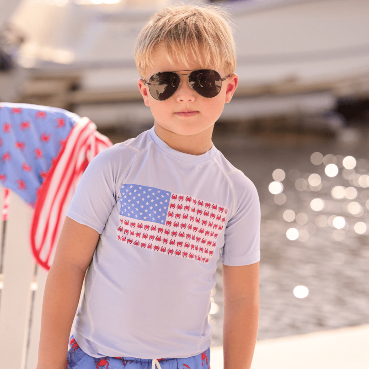 Sugar Bee Boys S/S Rashguard Shirt - Crab Flag | HONEYPIEKIDS