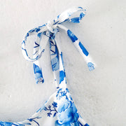 Summer Blue Floral Milk Silk Girls Dress | HONEYPIEKIDS