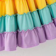 Summer Rainbow Striped Smocking Ruffled Little Girls Dress | HONEYPIEKIDS