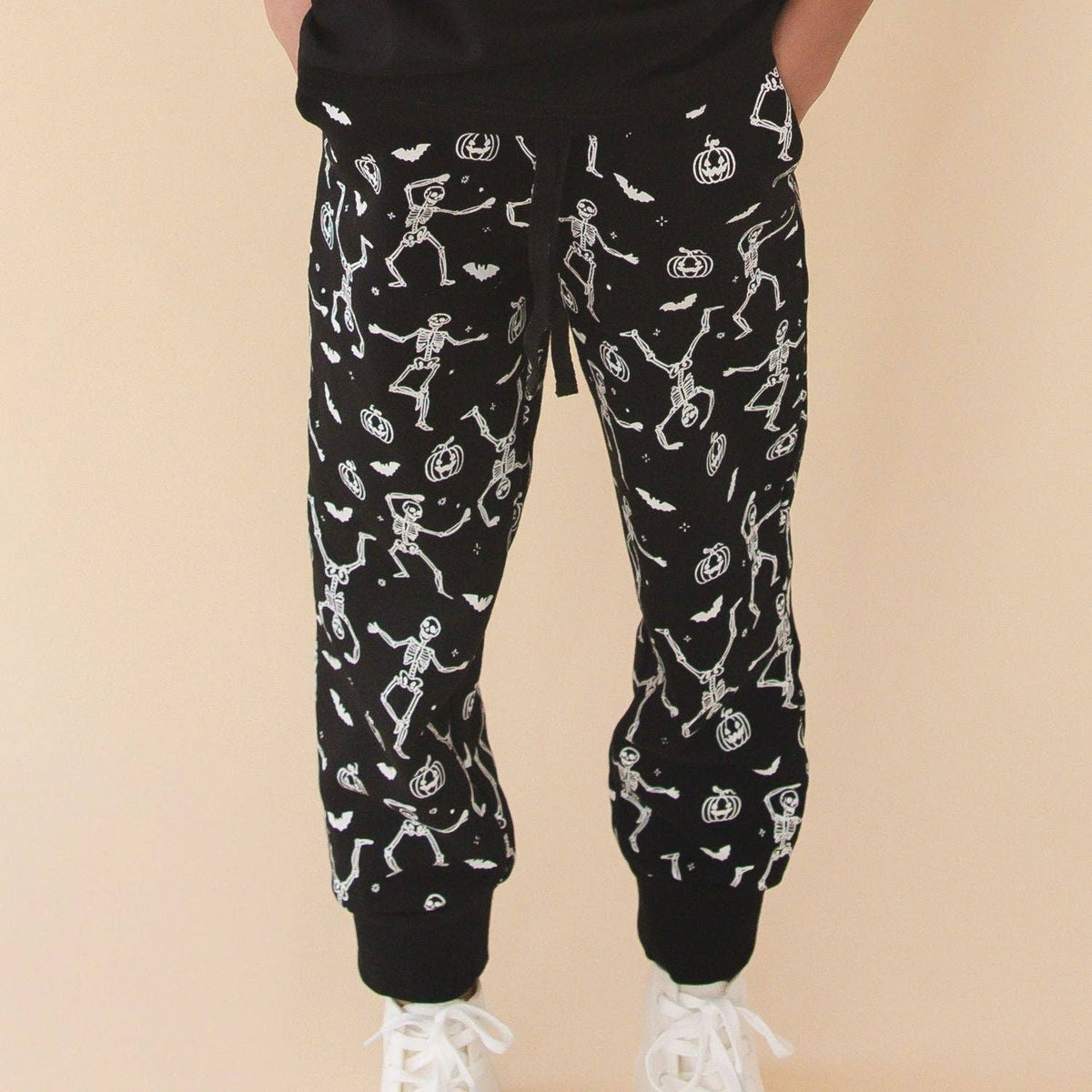 Sweet Wink Glow In The Dark Silly Skelly Halloween Joggers | HONEYPIEKIDS 