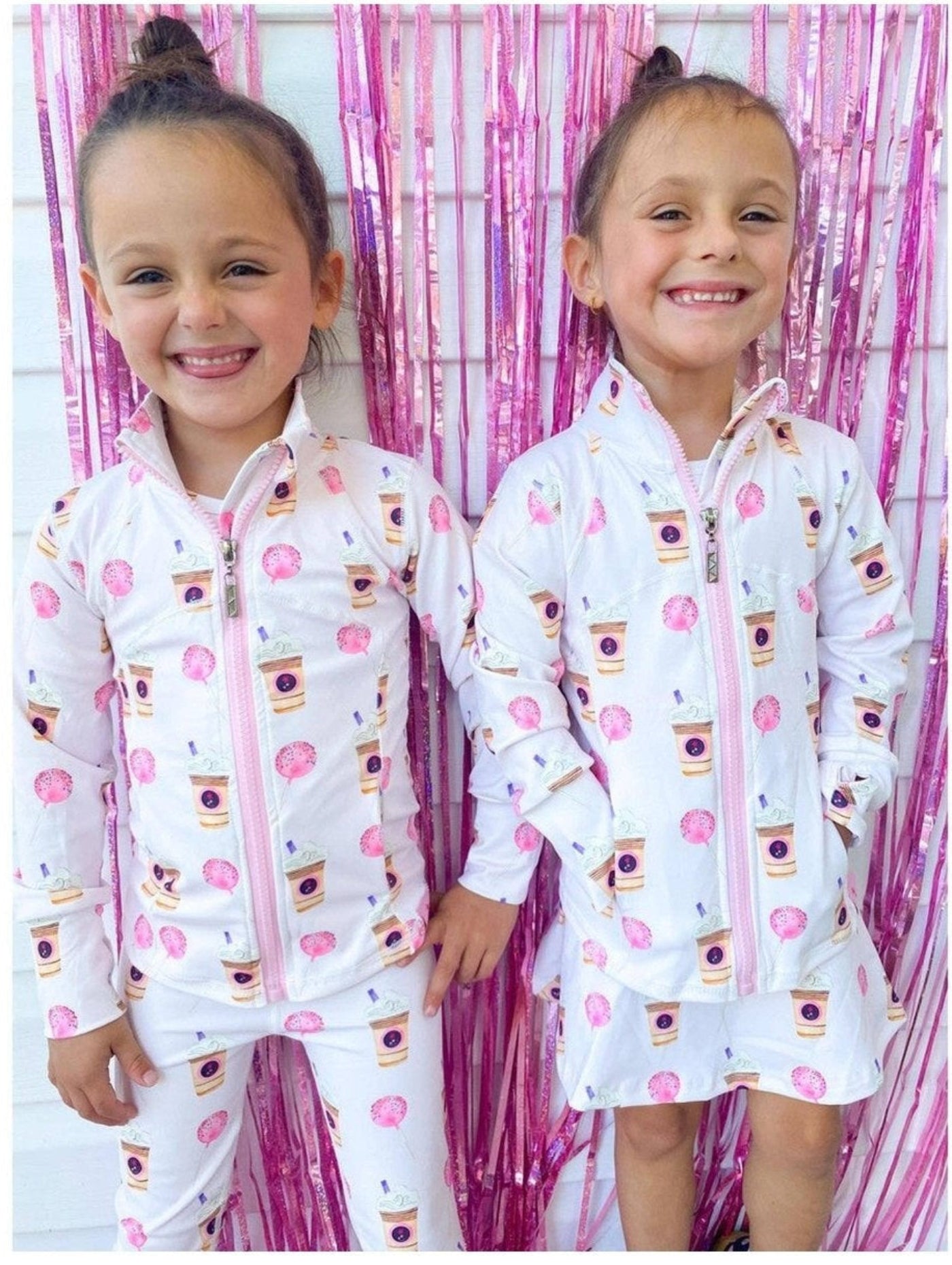 Three Wildflower Designs Latte and Cake Pop Girls Athletic Jacket | HONEYPIEKIDS