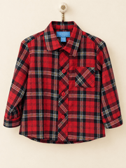 Anavini Boys Holiday Red Plaid Collared Button Up Shirt | HONEYPIEKIDS