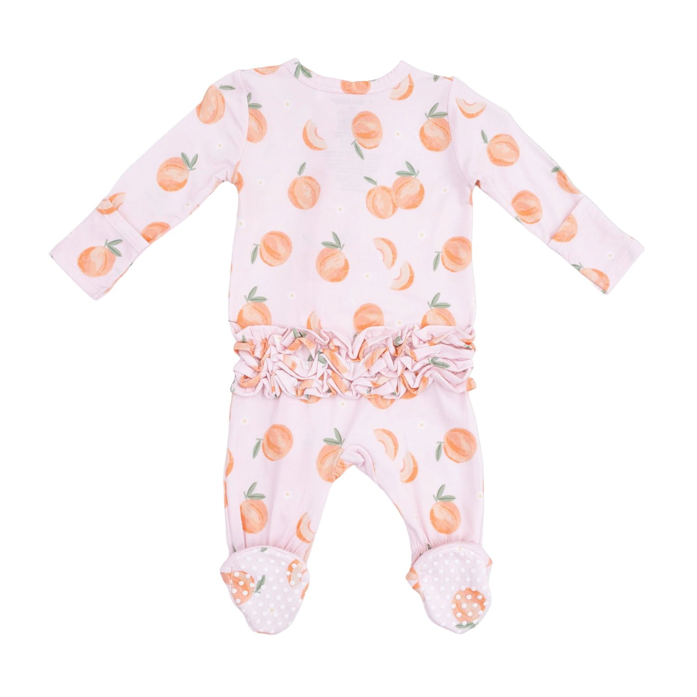Angel Dear 2 Way Ruffle Back Zipper Footie - Sweet Peach | HONEYPIEKIDS 