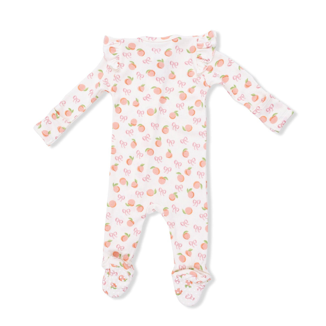 Angel Dear 2 Way Ruffle Sleeve Zipper Footie - Little Peaches | HONEYPIEKIDS