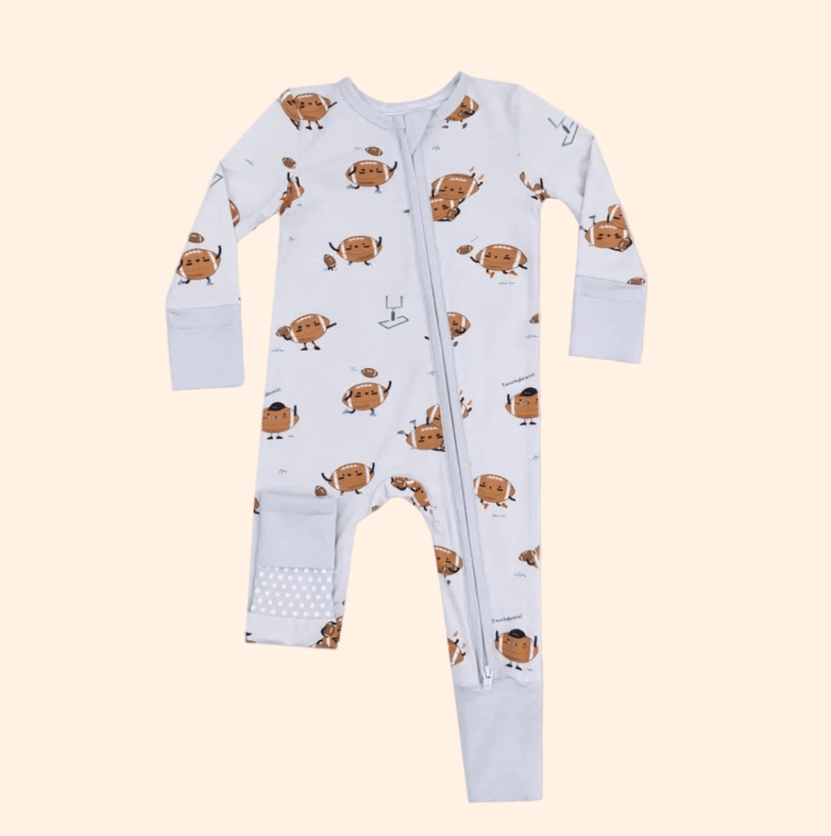 Angel Dear 2 Way Zipper Romper Pajamas - Footballs Playing Football | HONEYPIEKIDS