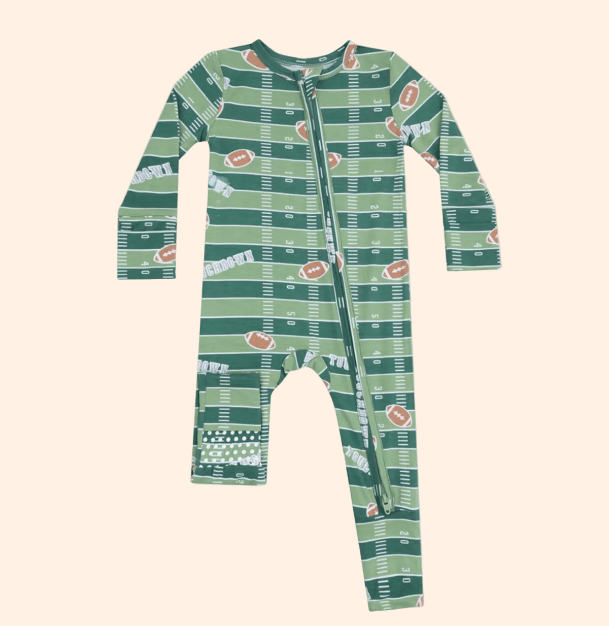 Angel Dear 2 Way Zipper Romper Pajamas - Glow in the Dark Football Field | HONEYPIEKIDS
