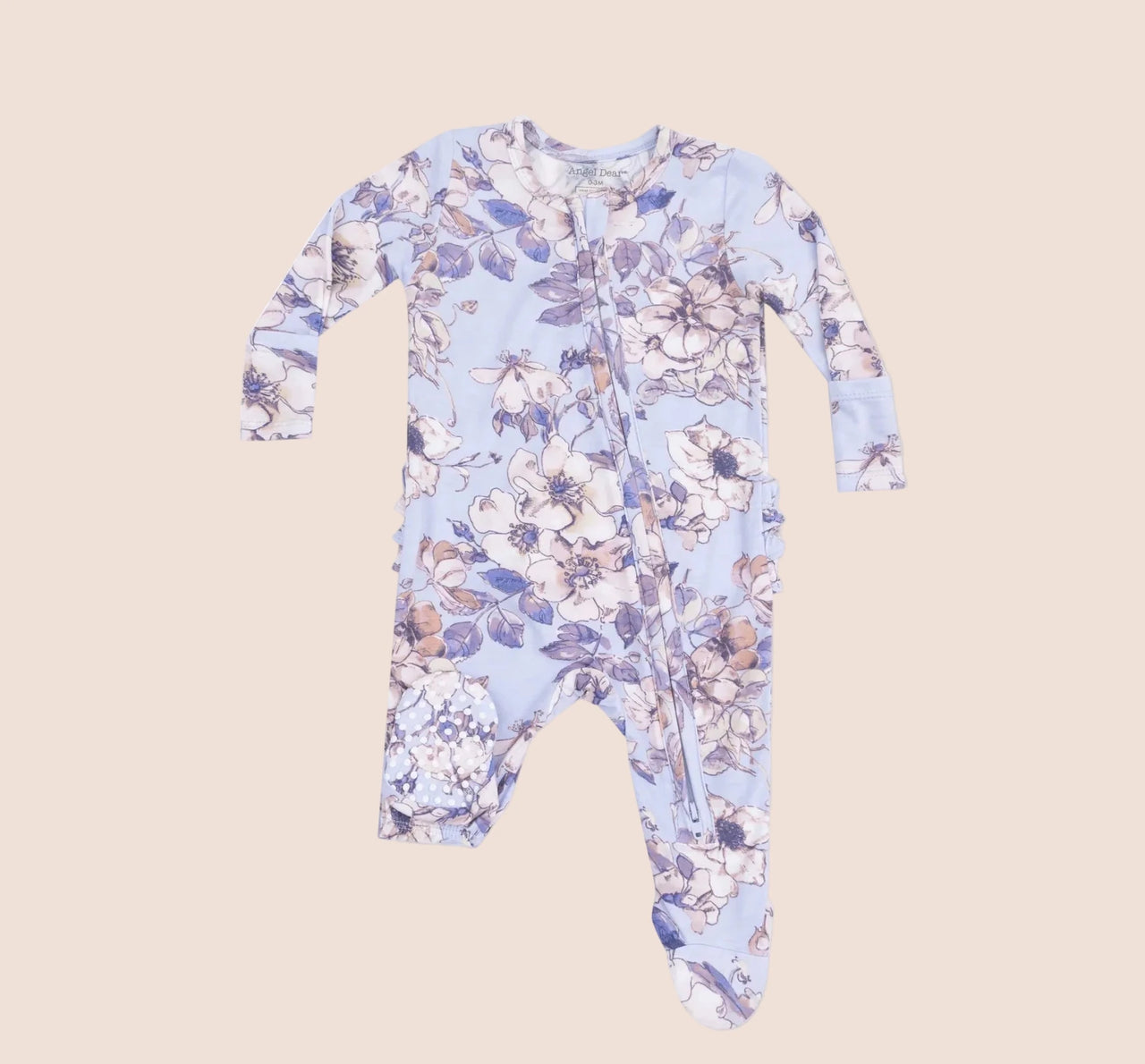 Angel Dear 2 Way Zipper Ruffle Back Footie - Woodrose - Peri  HONEYPIEKIDS