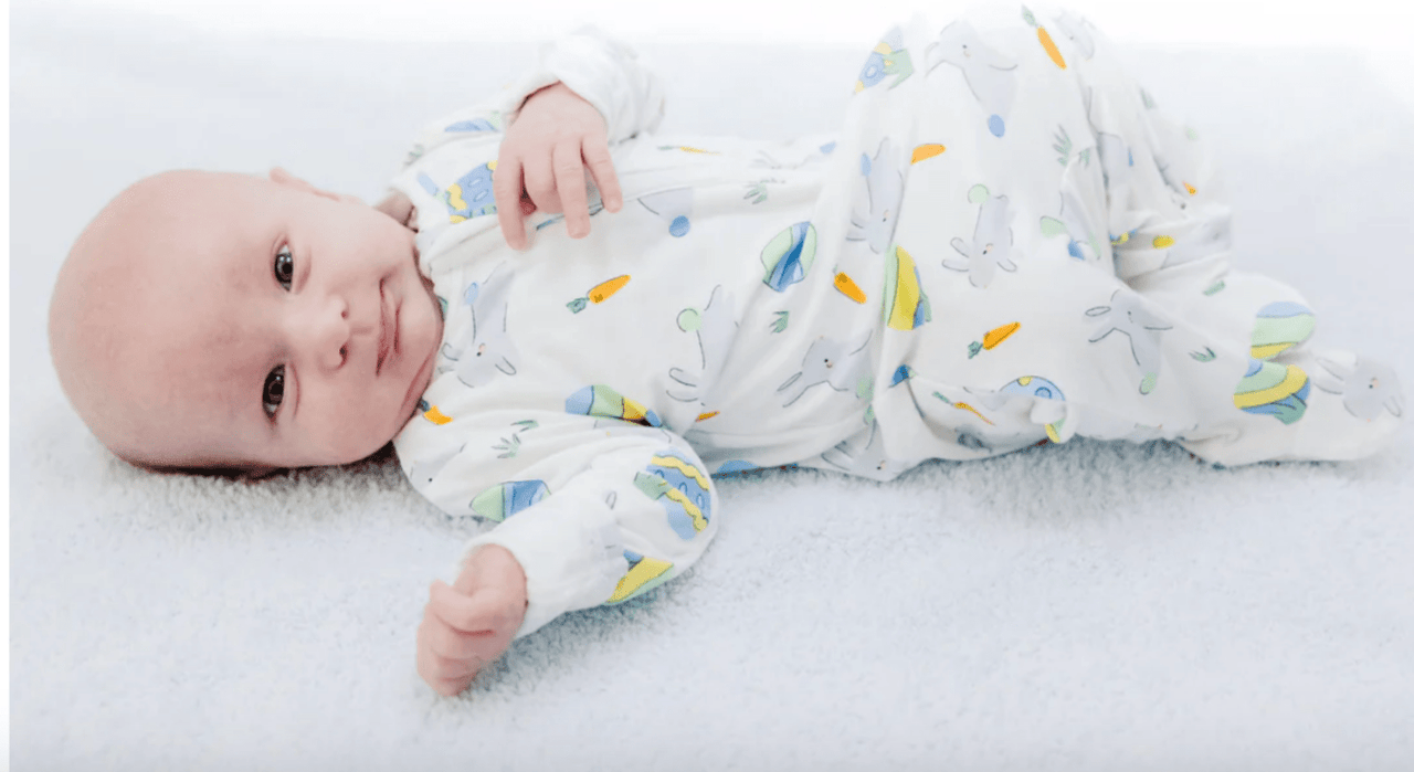 Angel Dear Baby 2 Way Zipper Bamboo Footie - Easter Bunnies Blue | HONEYPIEKIDS 