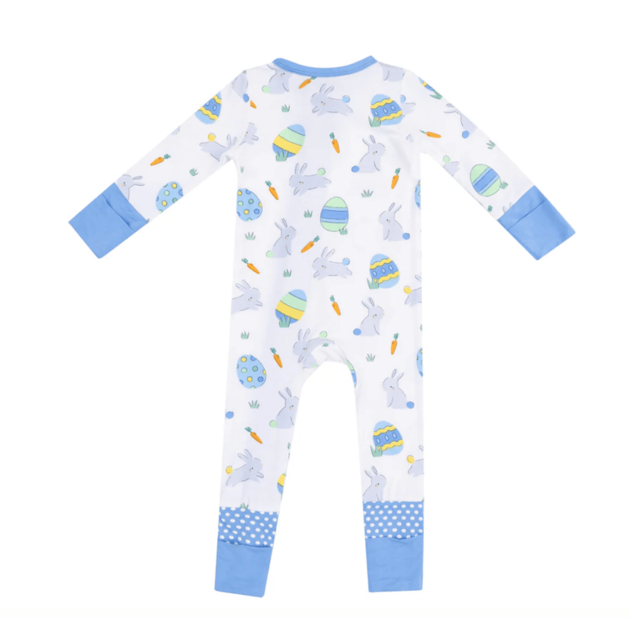 Angel Dear Baby 2 Way Zipper Bamboo Romper - Easter Bunnies Blue