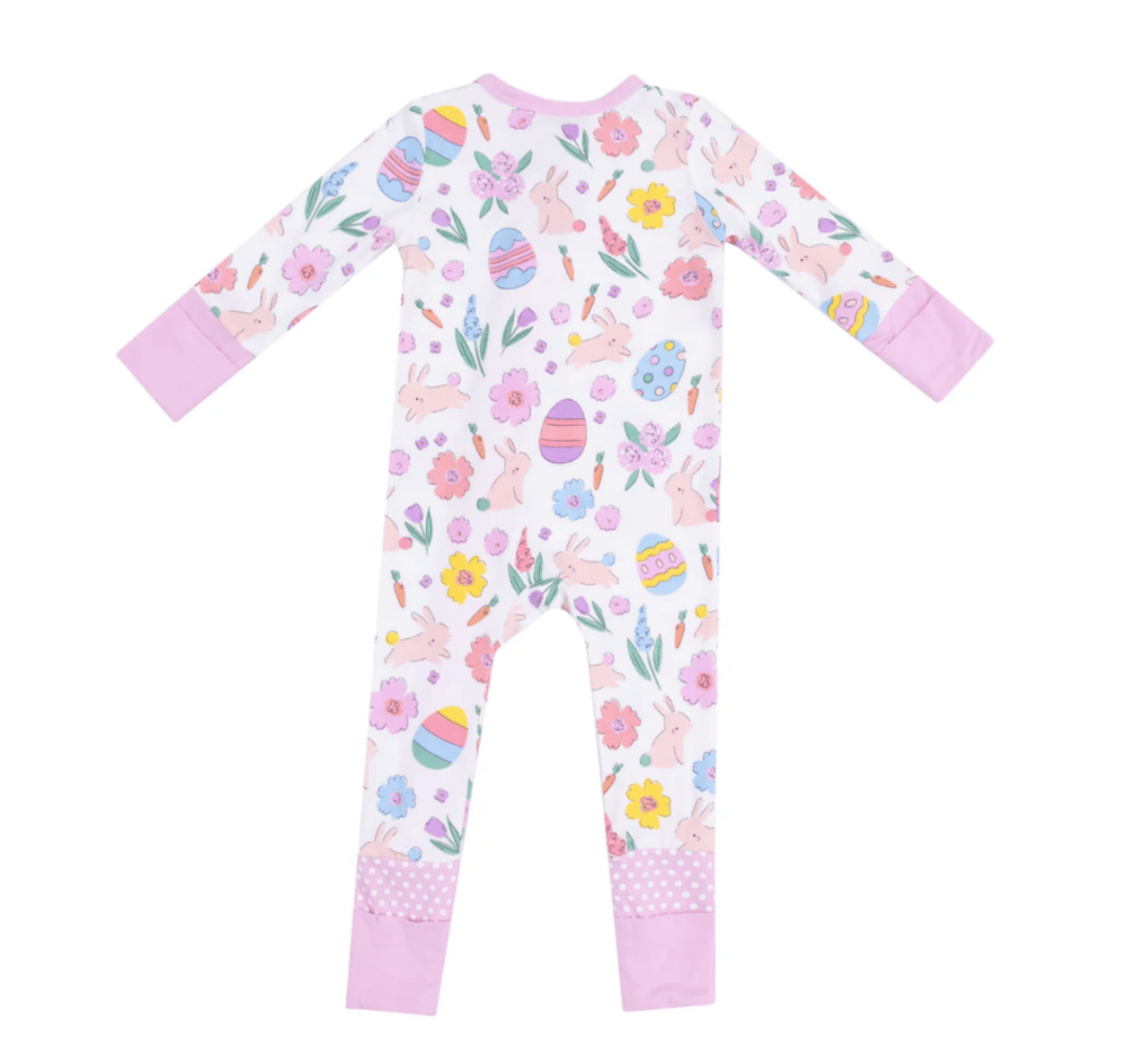 Angel Dear Baby 2 Way Zipper Bamboo Romper - Easter Bunnies Pink | HONEYPIEKIDS