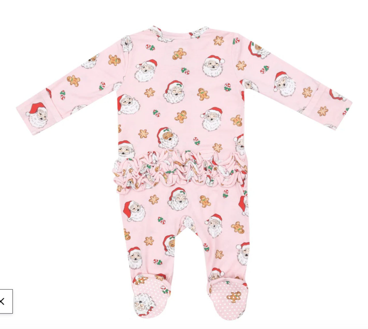 Angel Dear Baby 2 Way Zipper Ruffle Footie - Pink Vintage Santa | HONEYPIEKIDS 