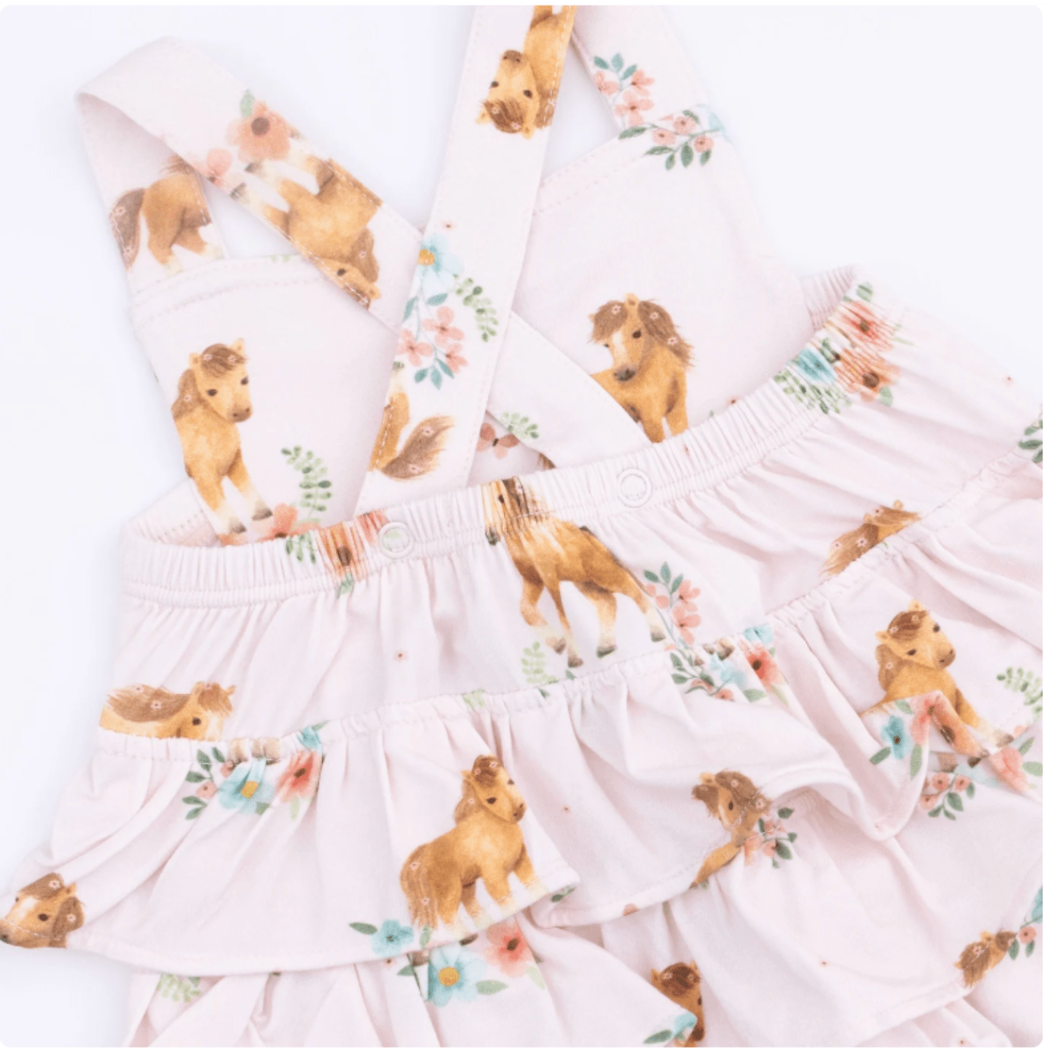 Angel Dear Baby Girls Ruffle Sunsuit - Pink Ponies | HONEYPIEKIDS.COM