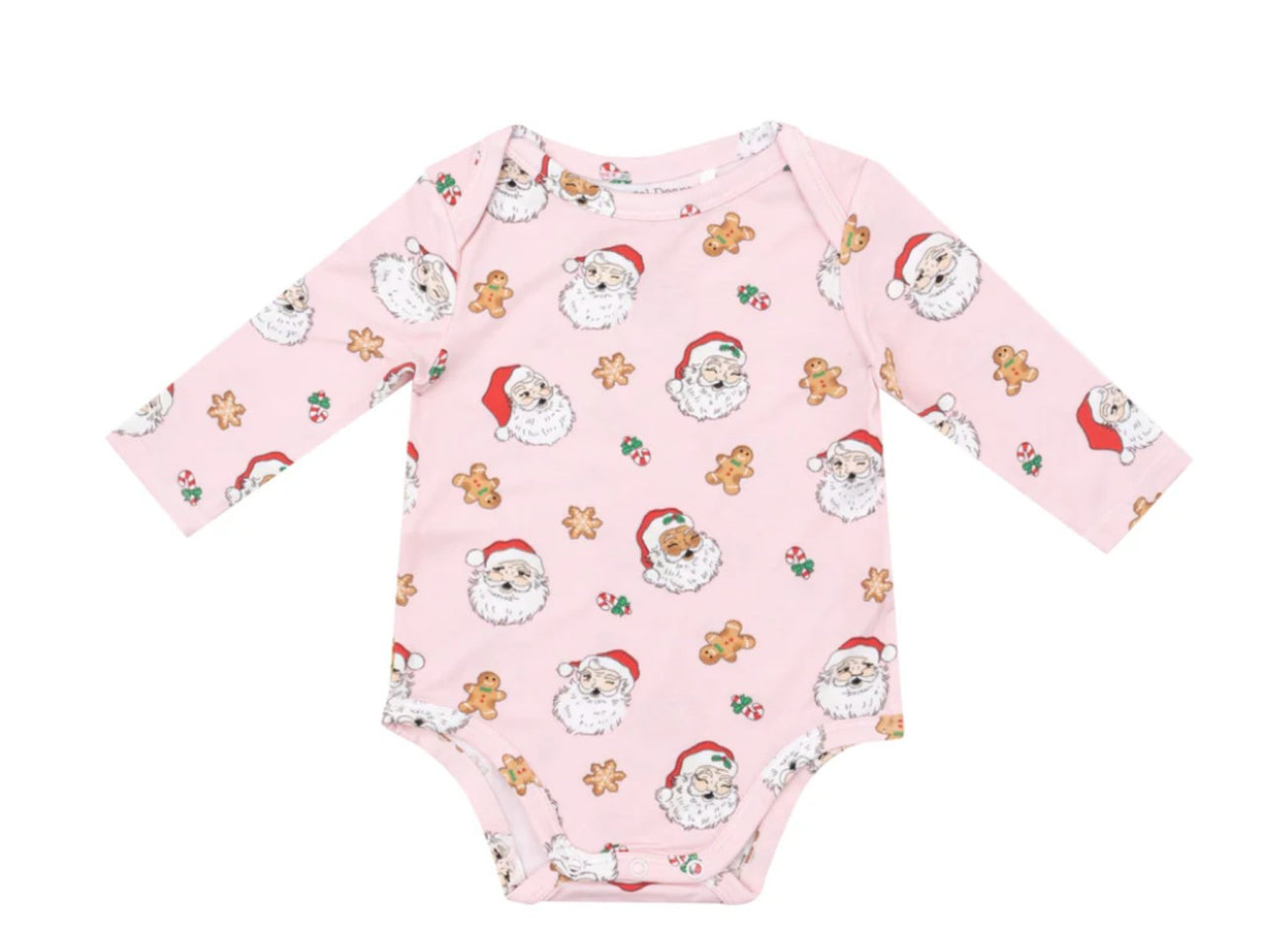 Angel Dear Baby Onesie Long Sleeve Bodysuit - PINK Vintage Santa | HONEYPIEKIDS 