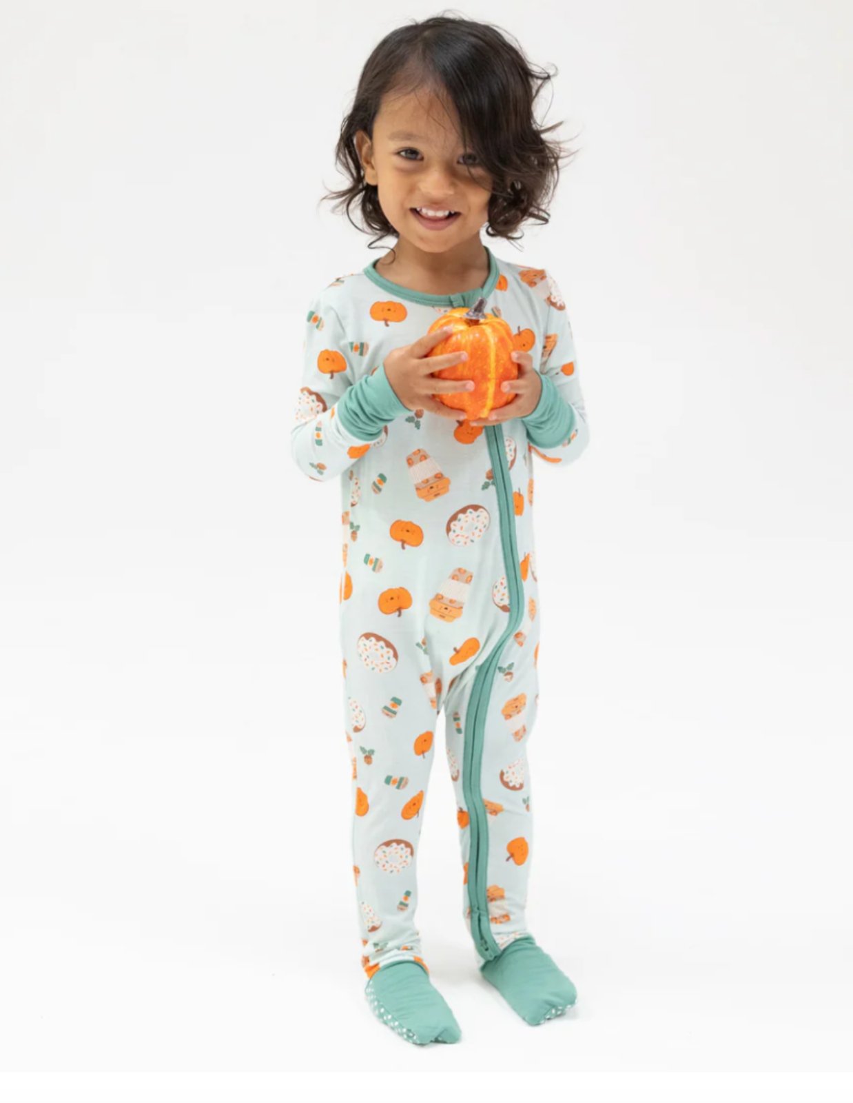 Angel Dear Baby Pumpkin Spice Latte 2 Way Zipper Romper | HONEYPIEKIDS 