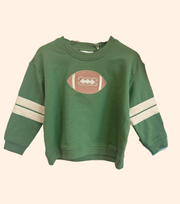 Angel Dear French Terry Varsity Football Sweatshirt - GREEN | HONEYPIEKIDS 