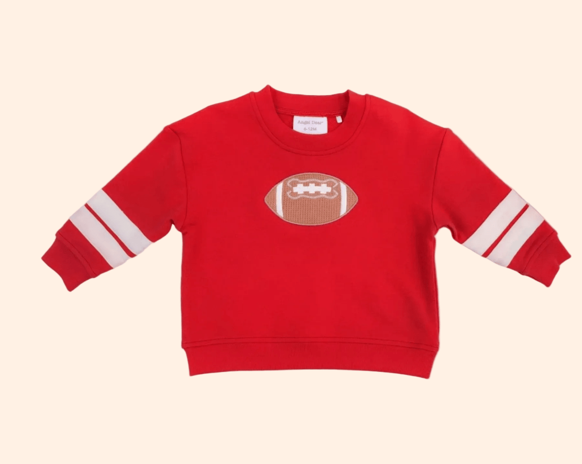 Angel Dear French Terry Varsity Angel Dear French Terry Varsity Football Sweatshirt - RED | HONEYPIEKIDS