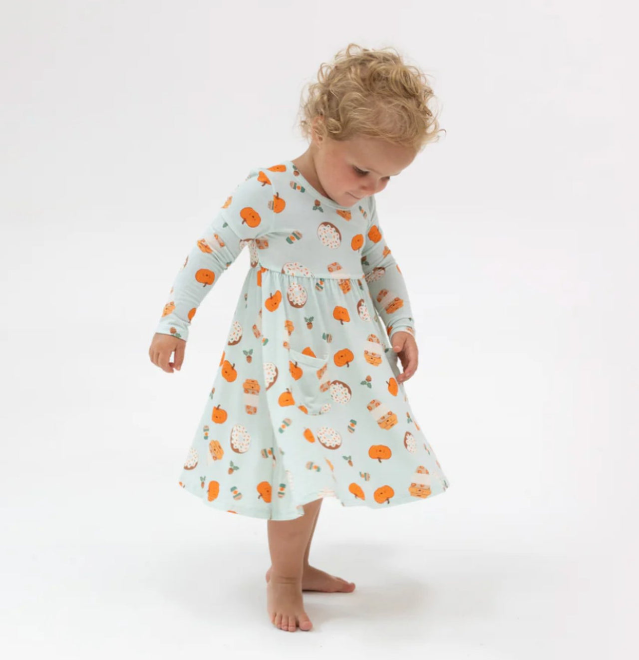 Angel Dear L/S Dress - Baby and Toddler - Pumpkin Spice Latte | HONEYPIEKIDS 