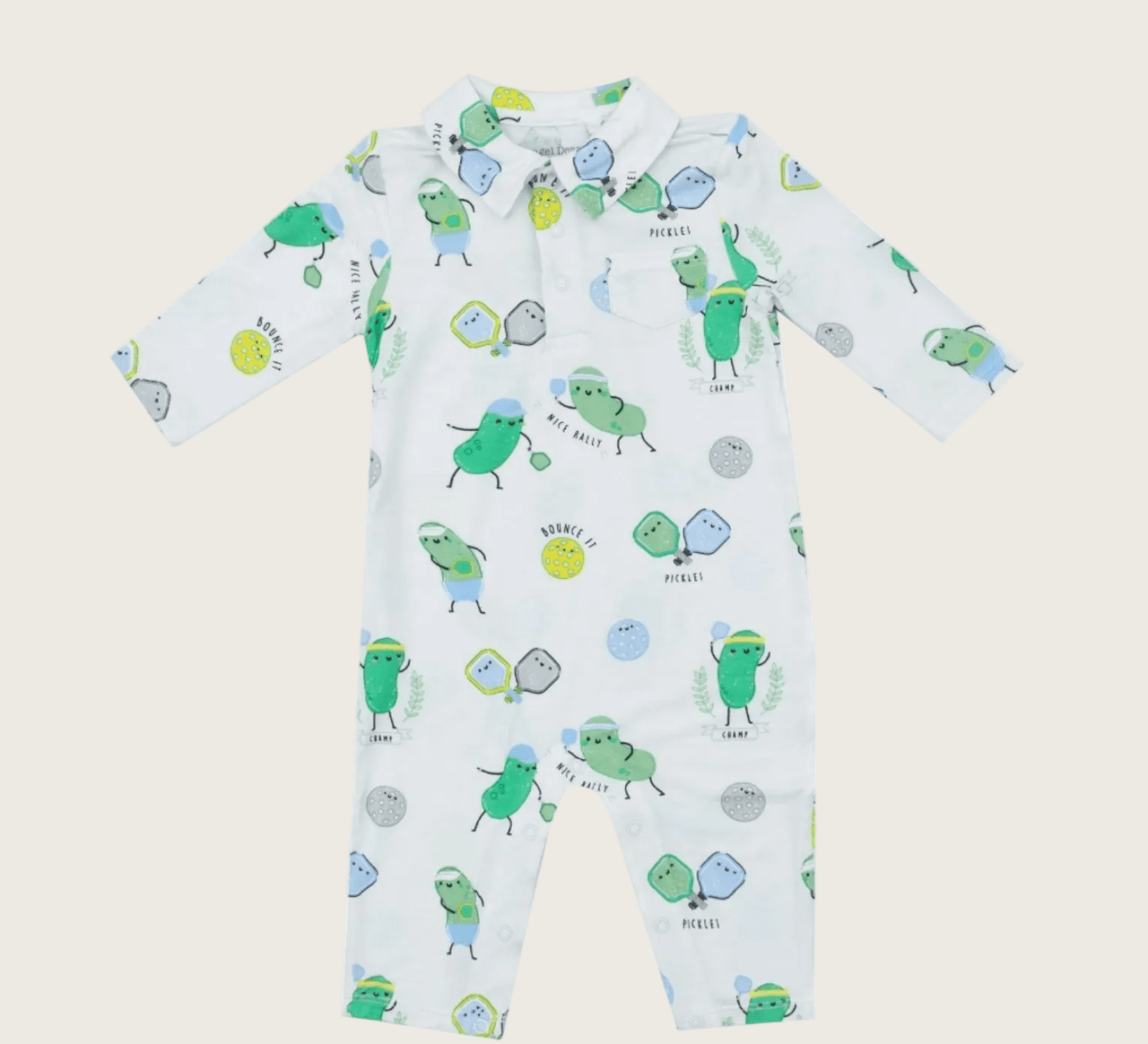 Angel Dear Polo Romper - Blue Pickleball | HONEYPIEKIDS