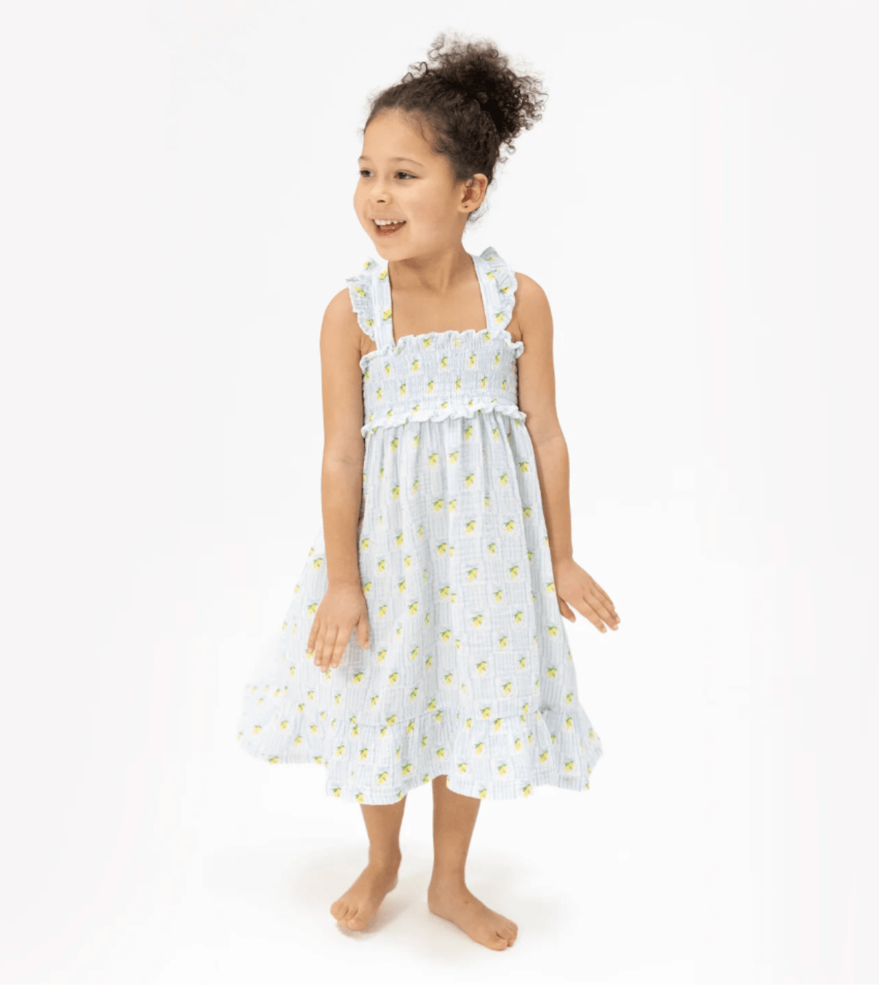Angel Dear Smocked Organic Muslin Sundress - Lovely Lemons | HONEYPIEKIDS