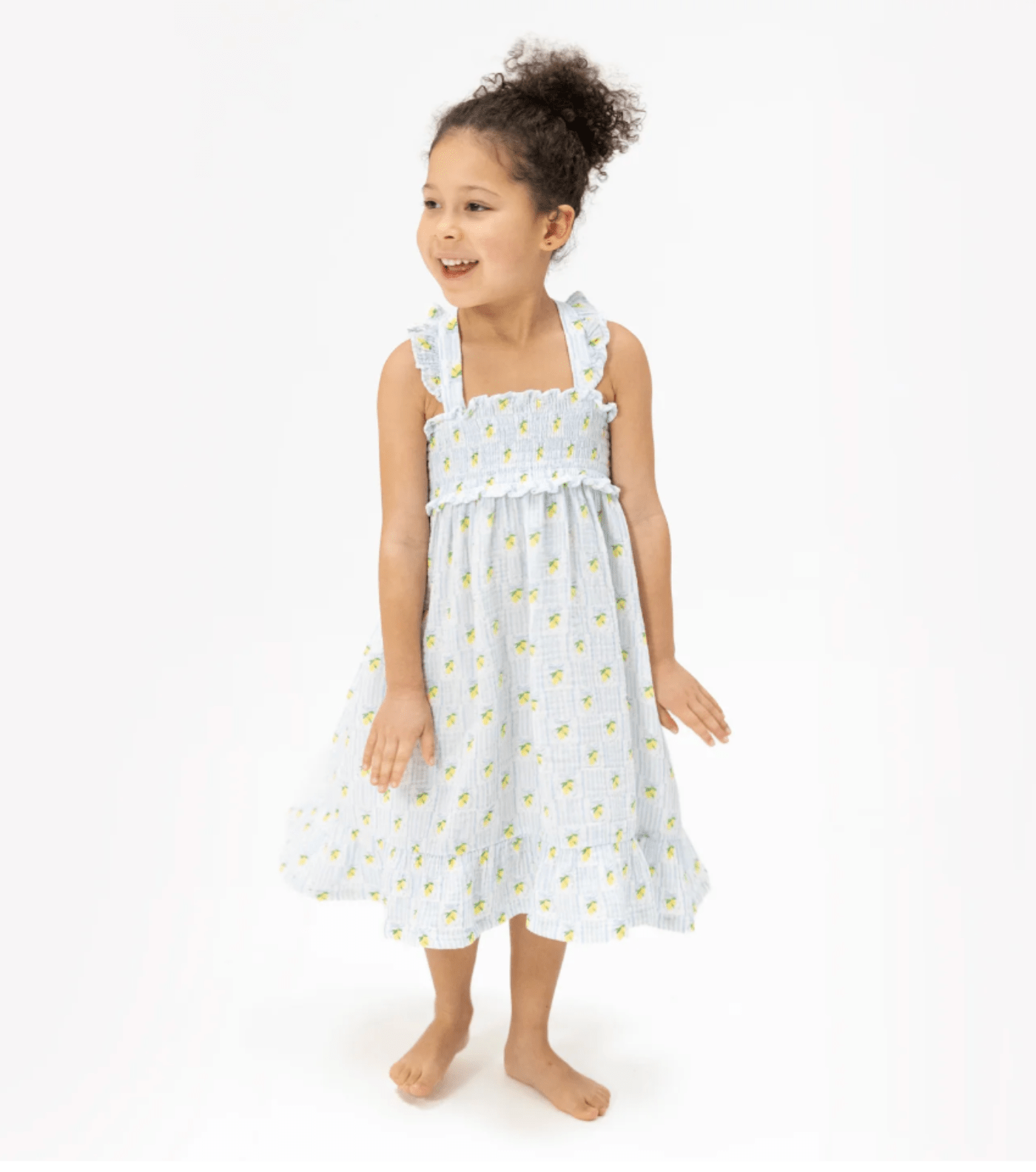 Angel Dear Smocked Organic Muslin Sundress - Lovely Lemons | HONEYPIEKIDS