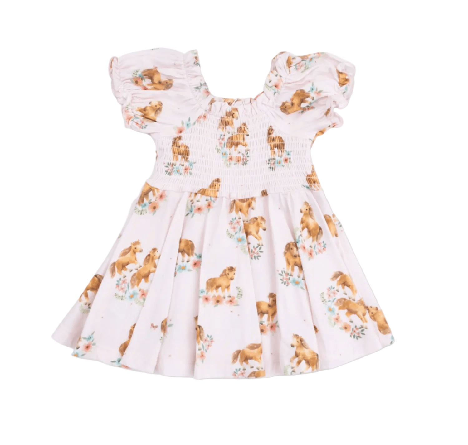 Angel Dear Smocked Twirly Dress and Bloomer - Pink Ponies | HONEYPIEKIDS 