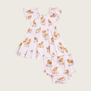Angel Dear Smocked Twirly Dress and Bloomer - Pink Ponies | HONEYPIEKIDS 