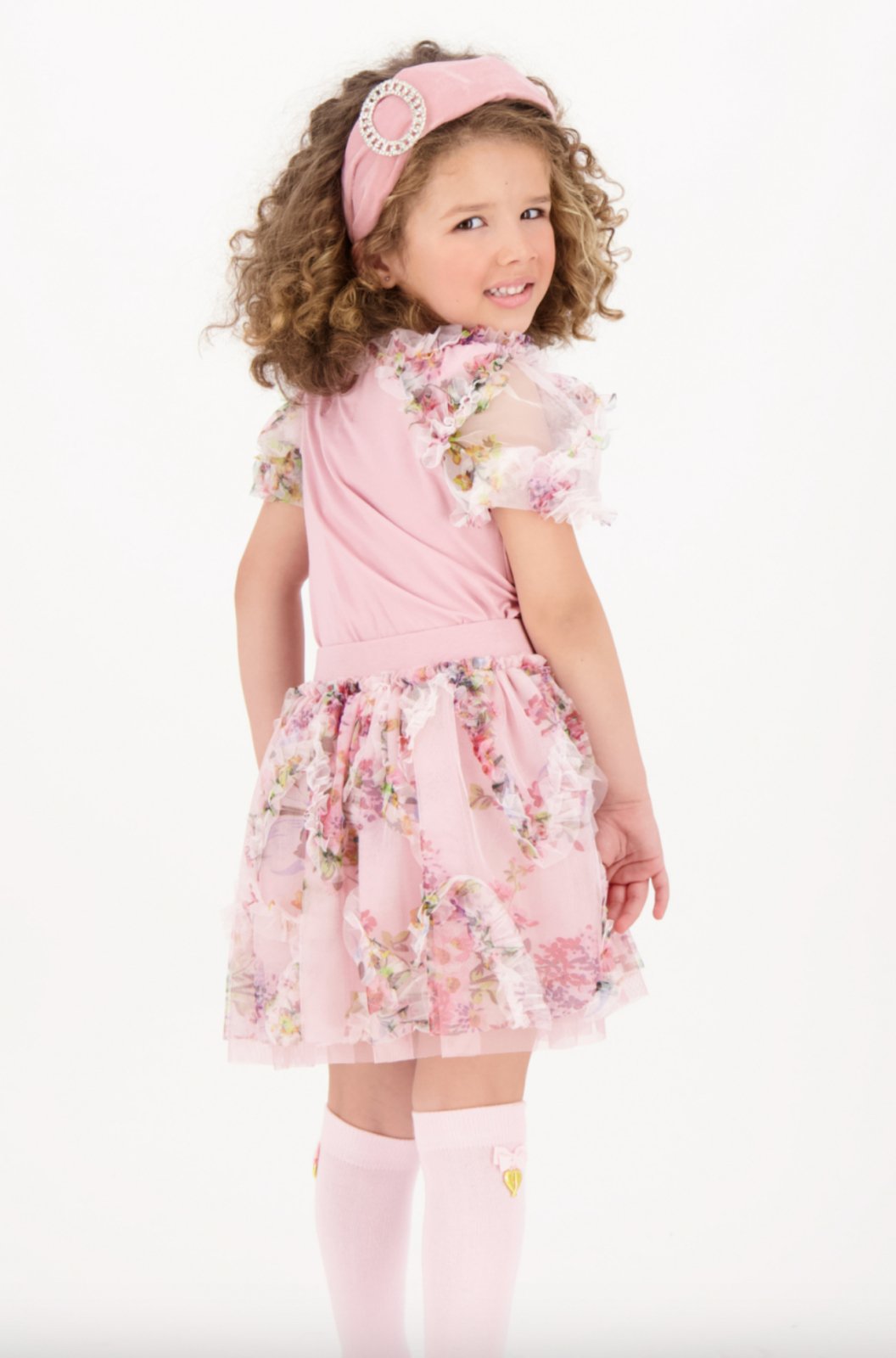 Angel's Face Codie Tea Rose Floral Tulle Top | HONEYPIEKIDS 