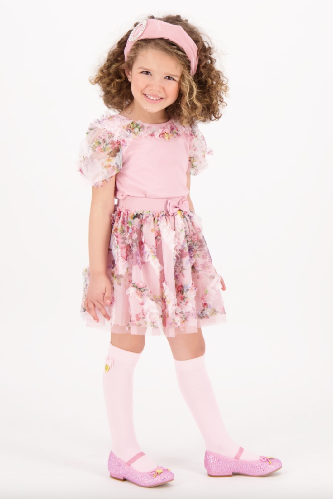 Angel's Face Erika Tea Rose Floral Tulle Skirt | HONEYPIEKIDS 