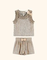 Angel's Face Fortuna Metallic Pleated Top and Shorts Set | HONEYPIEKIDS 