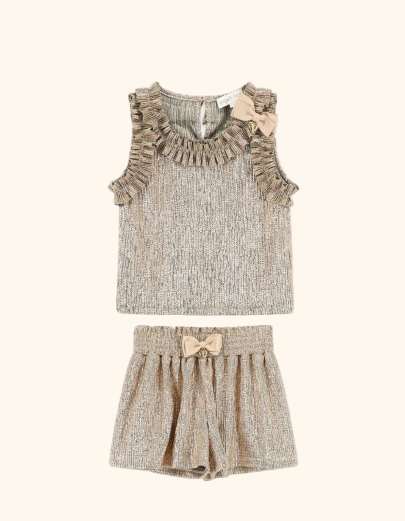 Angel's Face Fortuna Metallic Pleated Top and Shorts Set | HONEYPIEKIDS 