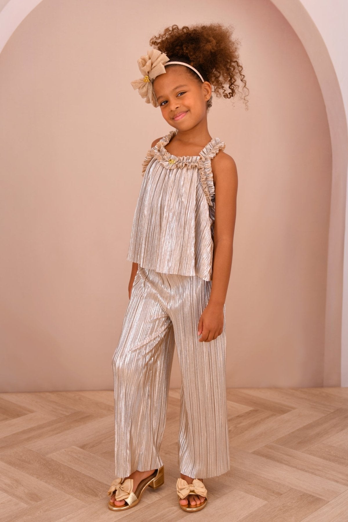 Angel's Face Fortuna Metallic Pleated TOP and PANTS Set | HONEYPIEKIDS 