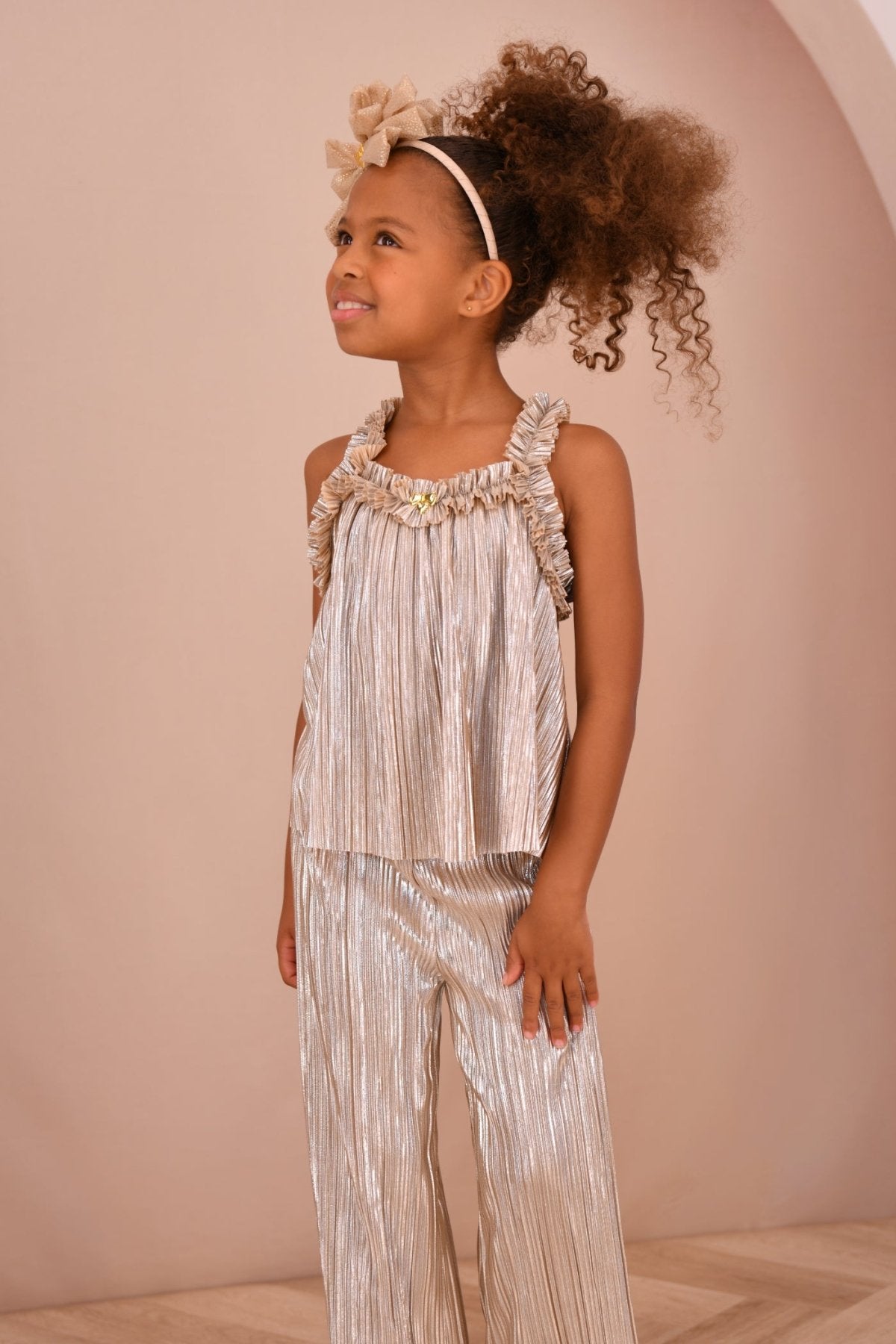 Angel's Face Fortuna Metallic Pleated TOP and PANTS Set | HONEYPIEKIDS 