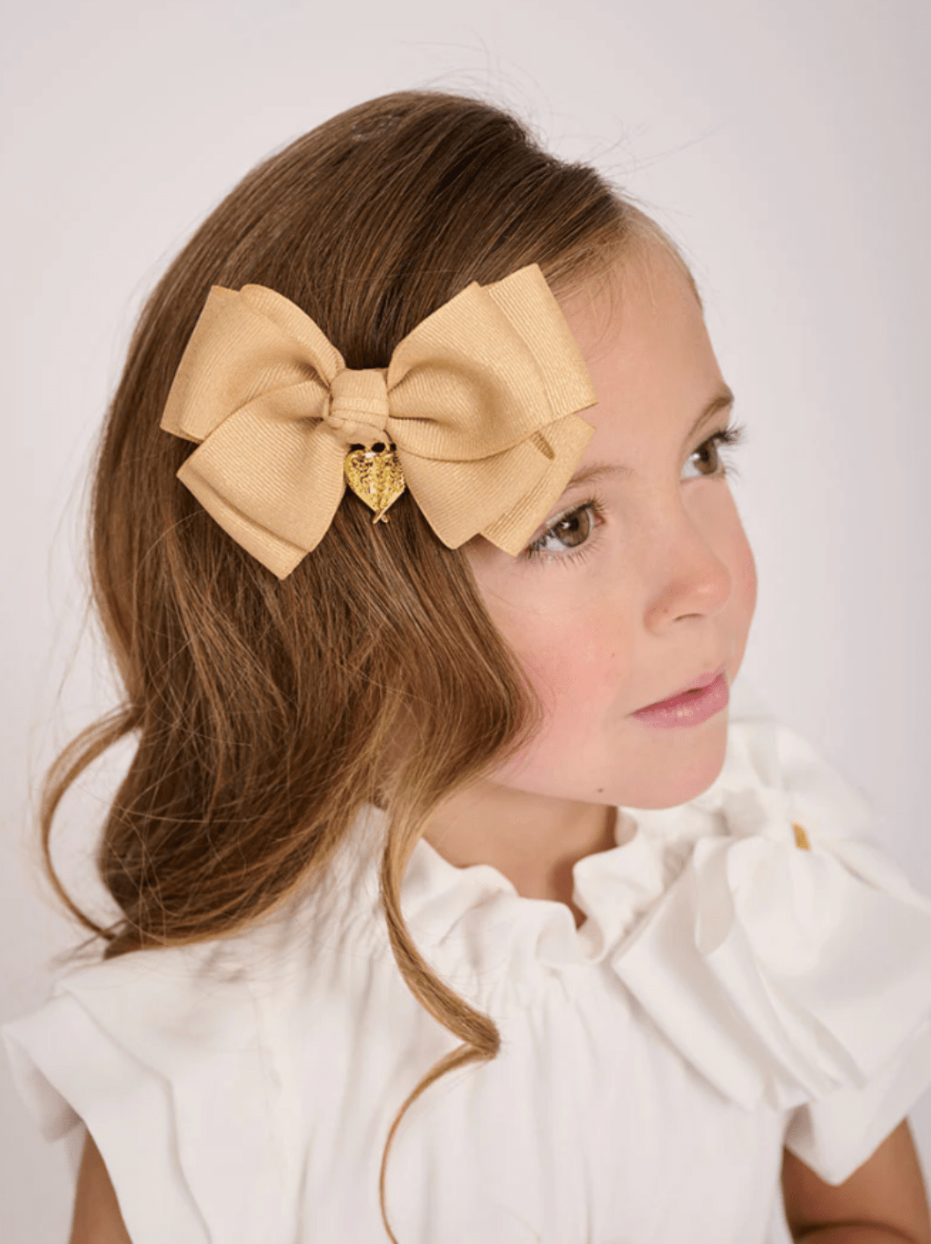 Angel's Face Girls Metallic Gold Big Hair Bow | HONEYPIEKIDS 