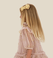 Angel's Face Girls Metallic Gold Big Hair Bow | HONEYPIEKIDS 