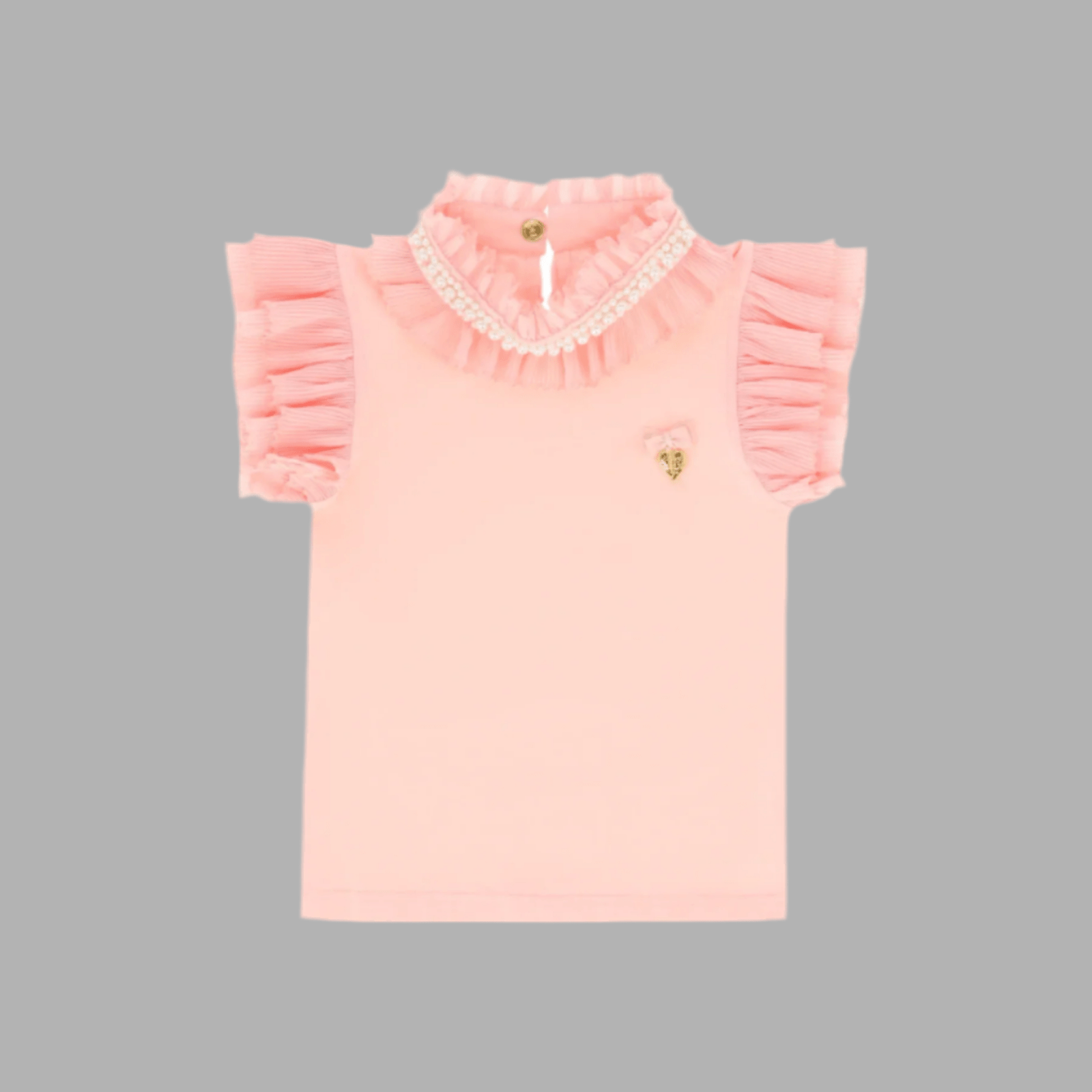 Angel's Face Pearlee Collar Top - Peach | HONEYPIEKIDS 