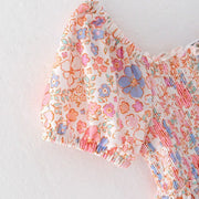 Girls Summer Floral Print Smocked Dress |  HONEYPIEKIDS