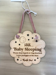 Baby Is Sleeping Door Sign - Please Don’t Ring Doorbell Door Sign | HONEYPIEKIDS 