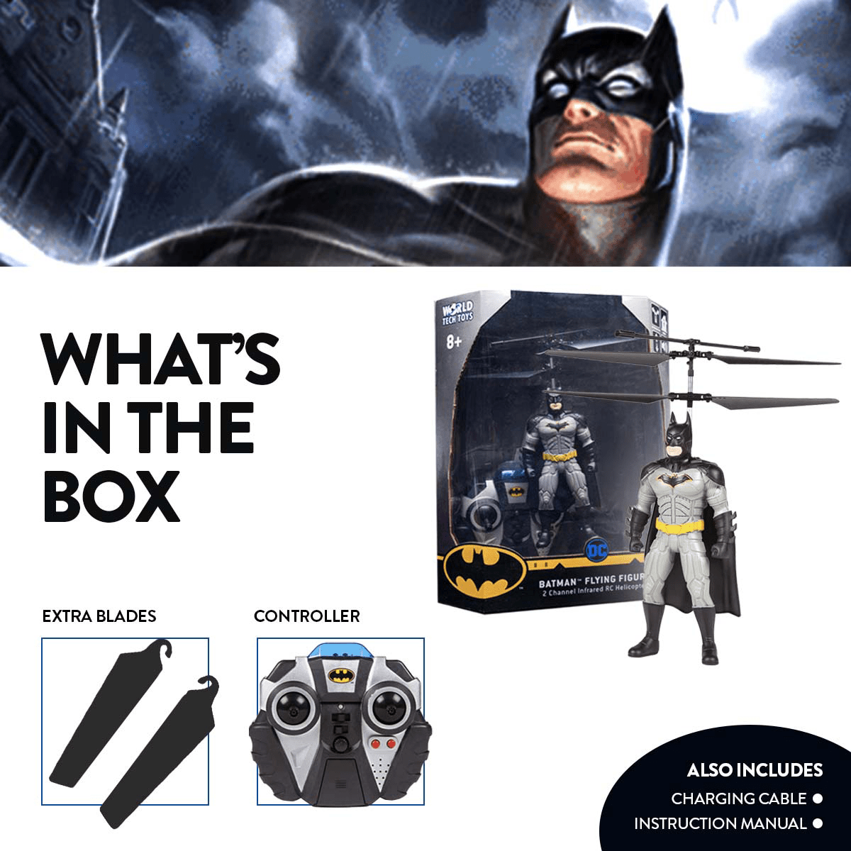 Batman Flying Remote Control IR Helicopter - World Tech Toys | HONEYPIEKIDS 