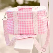 Beach and Pool Soft-Sided Snack and Drink Cooler - Pink Gingham | HONEYPIEKIDS 