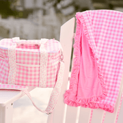 Beach and Pool Soft-Sided Snack and Drink Cooler - Pink Gingham | HONEYPIEKIDS 