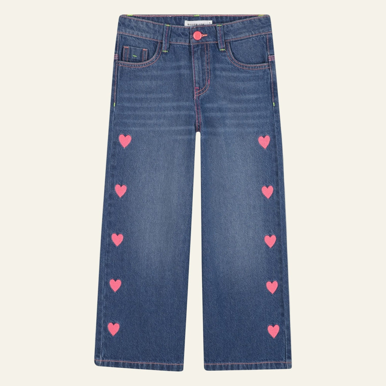 Billieblush Baggy Denim Jeans With Hearts | HONEYPIEKIDS 