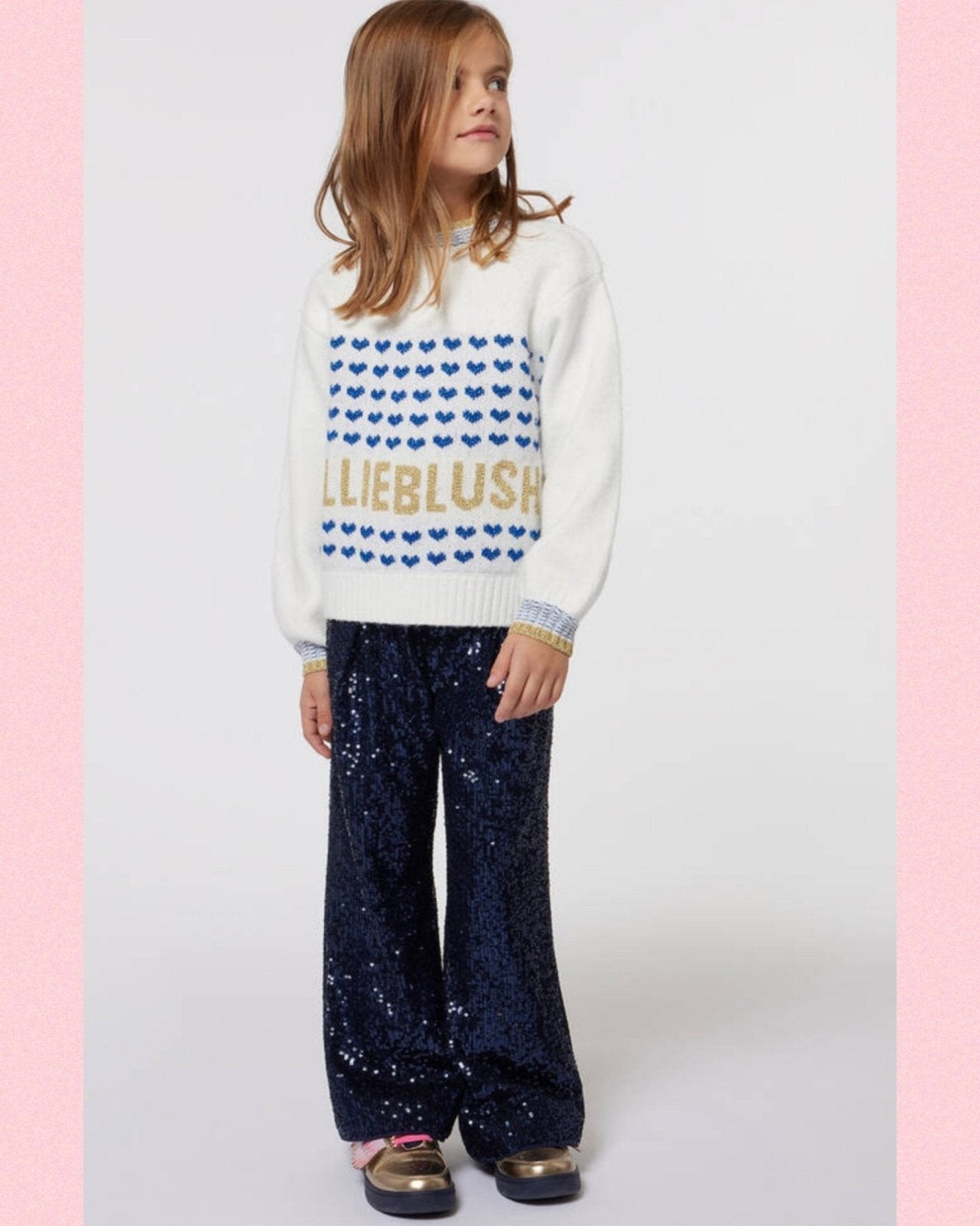Billieblush Full Sequin Navy Blue Pants | HONEYPIEKIDS 